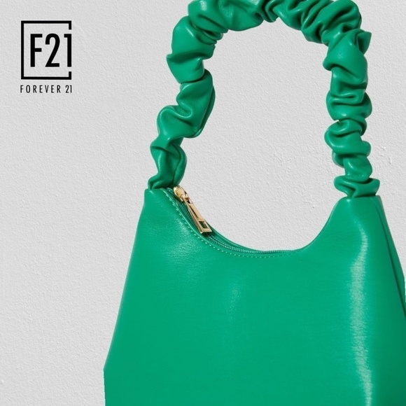 FOREVER 21 Faux Leather Ruched-Strap GREEN Color-Pop Handbag/Purse/Bag NWT - Picture 4 of 12